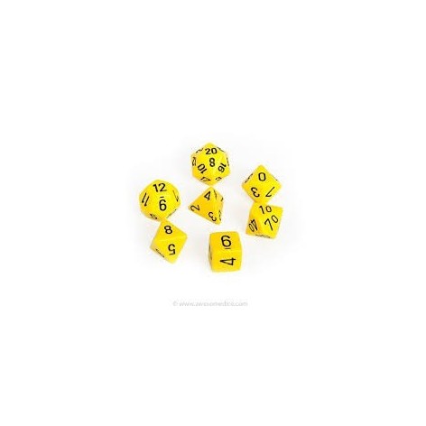 Set de 7 dados Chessex opacos amarillo y negro