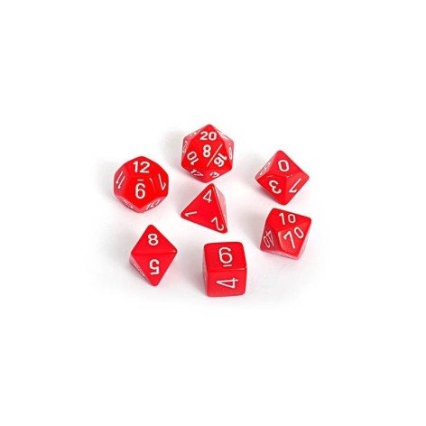 Set de 7 dados Zacachips opacos rojo y blanco