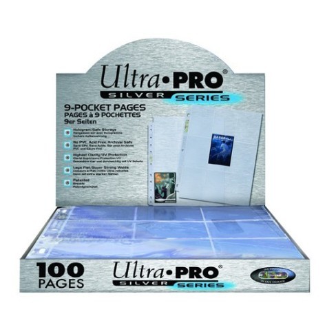 100 Hojas de 9 bolsillos Silver Series Ultra Pro