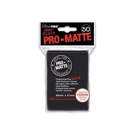 50 Fundas Protectoras Ultra Pro Negras Pro Matte. Tamaño 66x91
