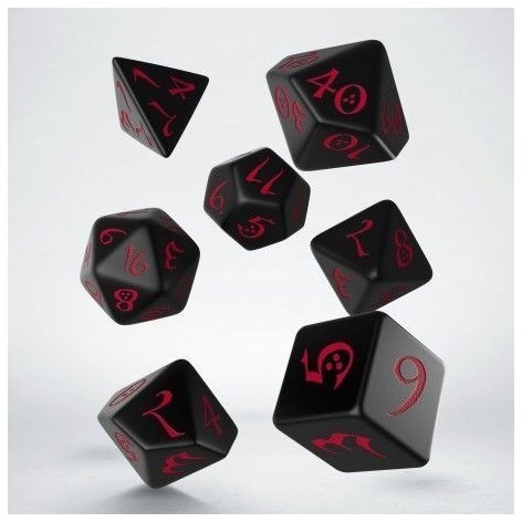 Set de dados clasicos RPG en color negro y rojo