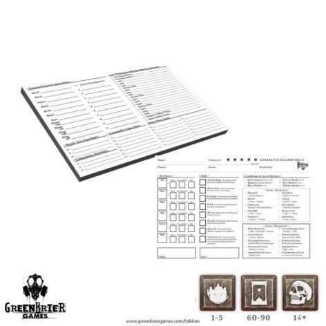 Folklore The Affliction: Character Record Pads - expansión juego de mesa