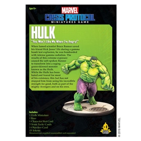 Marvel Crisis Protocol Hulk Character - expansion juego de mesa