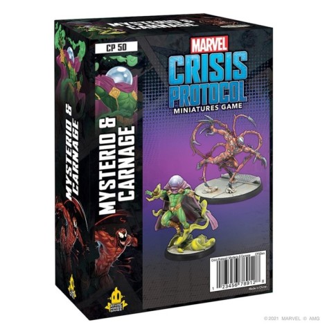 Marvel Crisis Protocol Carnage and Misterio - expansión juego de mesa