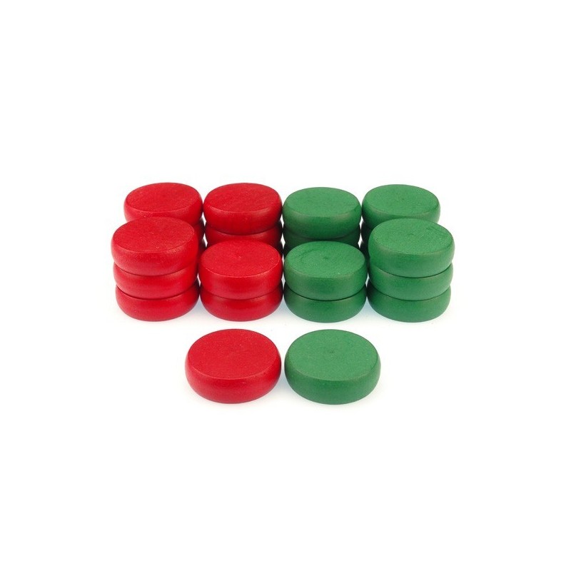 Crokinole: Piezas Rojas y Verdes - accesorio juego de mesa