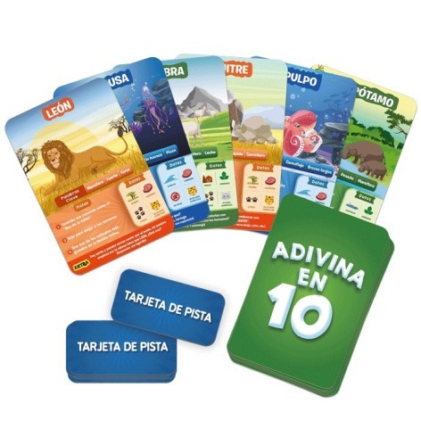 Adivina en 10: Mundo Animal - juego de cartas para niños