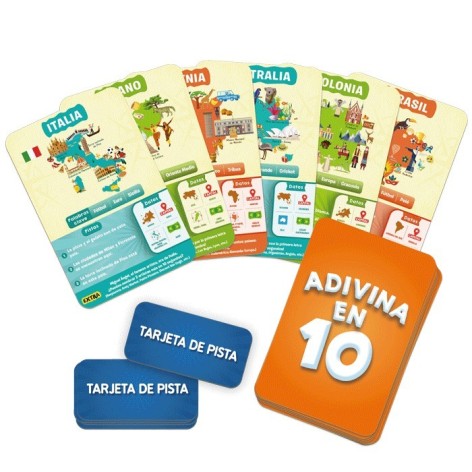 Adivina en 10: Paises del Mundo - juego de cartas para niños