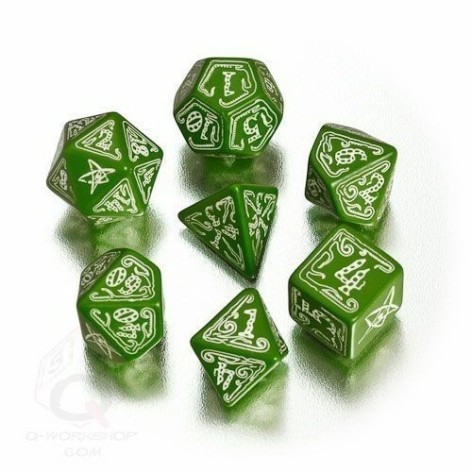 Set de Dados Cthulhu Verdes que brillan en la oscuridad (7)