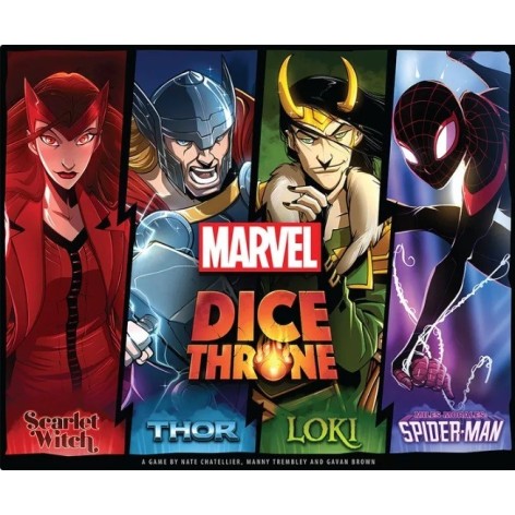 Marvel Dice Throne: Scarlet Witch v. Thor v. Loki v. Spider-Man - juego de cartas
