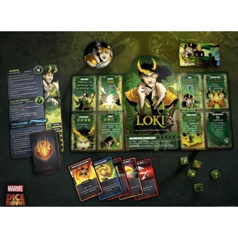 Marvel Dice Throne: Scarlet Witch v. Thor v. Loki v. Spider-Man - juego de cartas