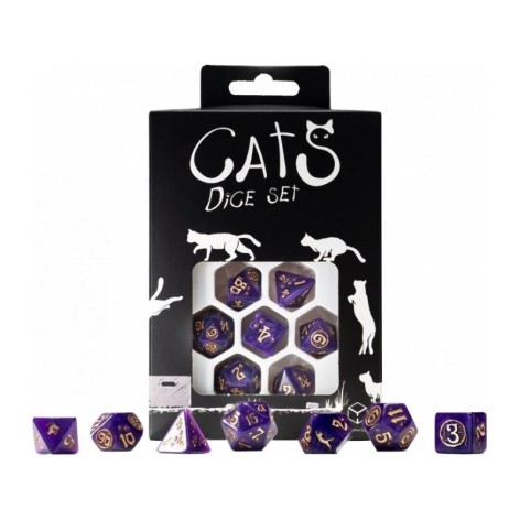 Set de dados de Gatos: Color Morado - accesorio juego de rol