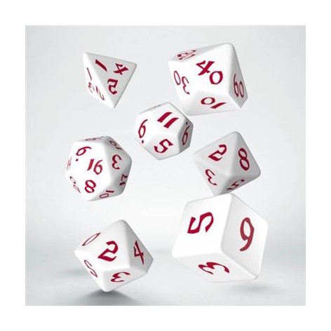 Set de dados runicos RPG en color blanco y rojo - accesorio juego de rol