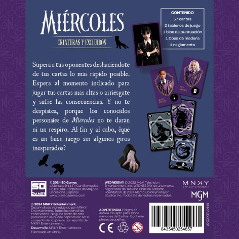 Miercoles: Criaturas y Excluidos - Juego de cartas