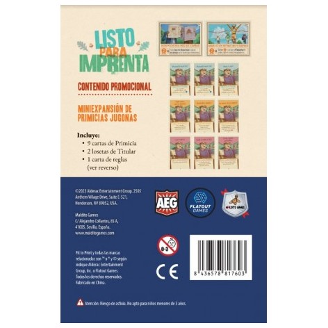 Listo para imprenta: Primicias Jugonas - expansión juego de mesa