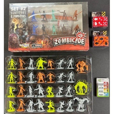 Zombicide: Pack Set 2 - Survivors and Zombivors + Extra Zombies + dices + promo surv - expansión juego de mesa