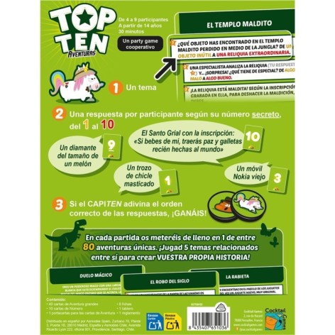 Top Ten Aventuras - Juego de cartas
