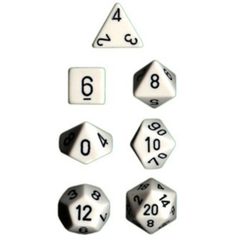 Set de 7 dados Chessex opacos blanco y negro