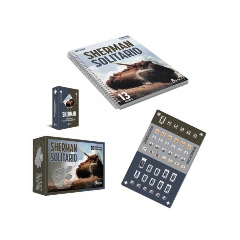 Pack Sherman Solitario: juego, plancha de fichas, miniaturas y dados - librojuego