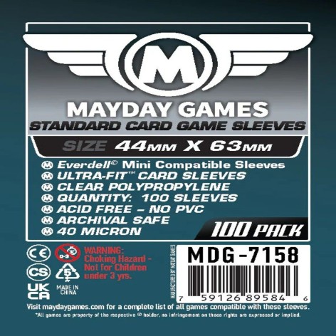 100 Fundas  Protectoras Mayday - Tamaño 44x63MM - accesorio juego de mesa