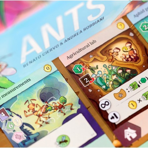 Detalle de las cartas del juego de mesa Hormigas