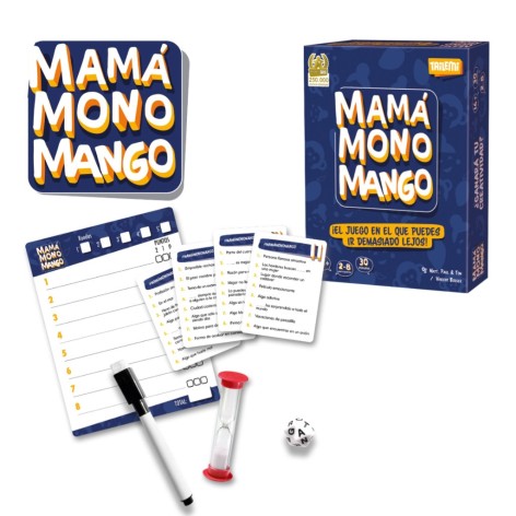 Componentes del juego de cartas Mama Mono Mango