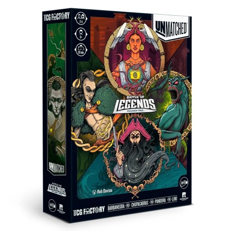 Portada del juego de mesa Unmatched Battle Of Legends Volumen Tres