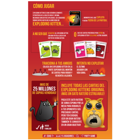 Exploding Kittens: Edicion Gato Ratero - trasera