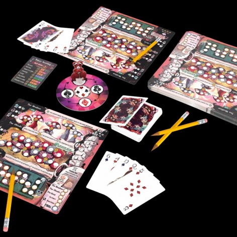 Componentes del juego de mesa Off With Their Heads - Que les Corten la Cabeza