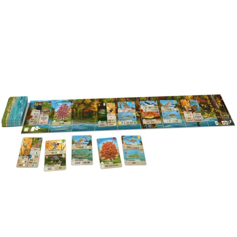 Componentes del juego de mesa Forest Shuffle: Smoky Mountains