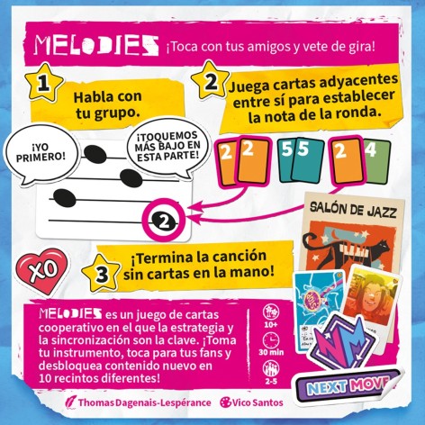 Trasera del juego de cartas Melodies
