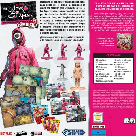 Trasera de la expansión Zombicide Segunda Edicion: El Juego del Calamar
