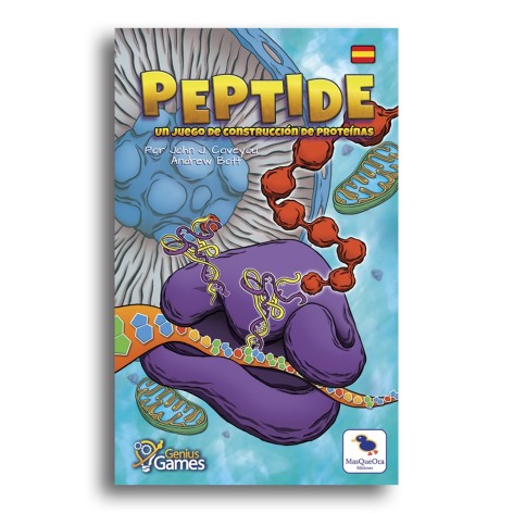Portada del juego de cartas Peptide: el Juego de Construccion de Proteinas